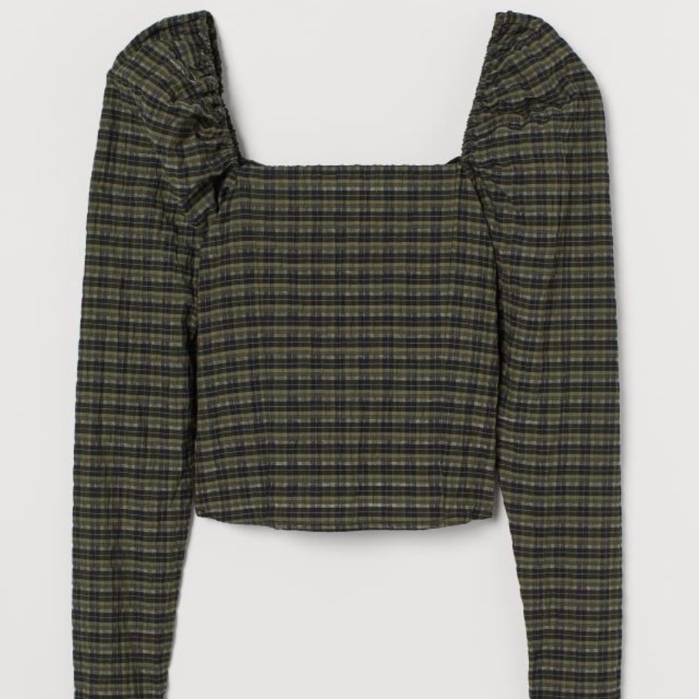 Crinkled Puff-sleeved Blouse